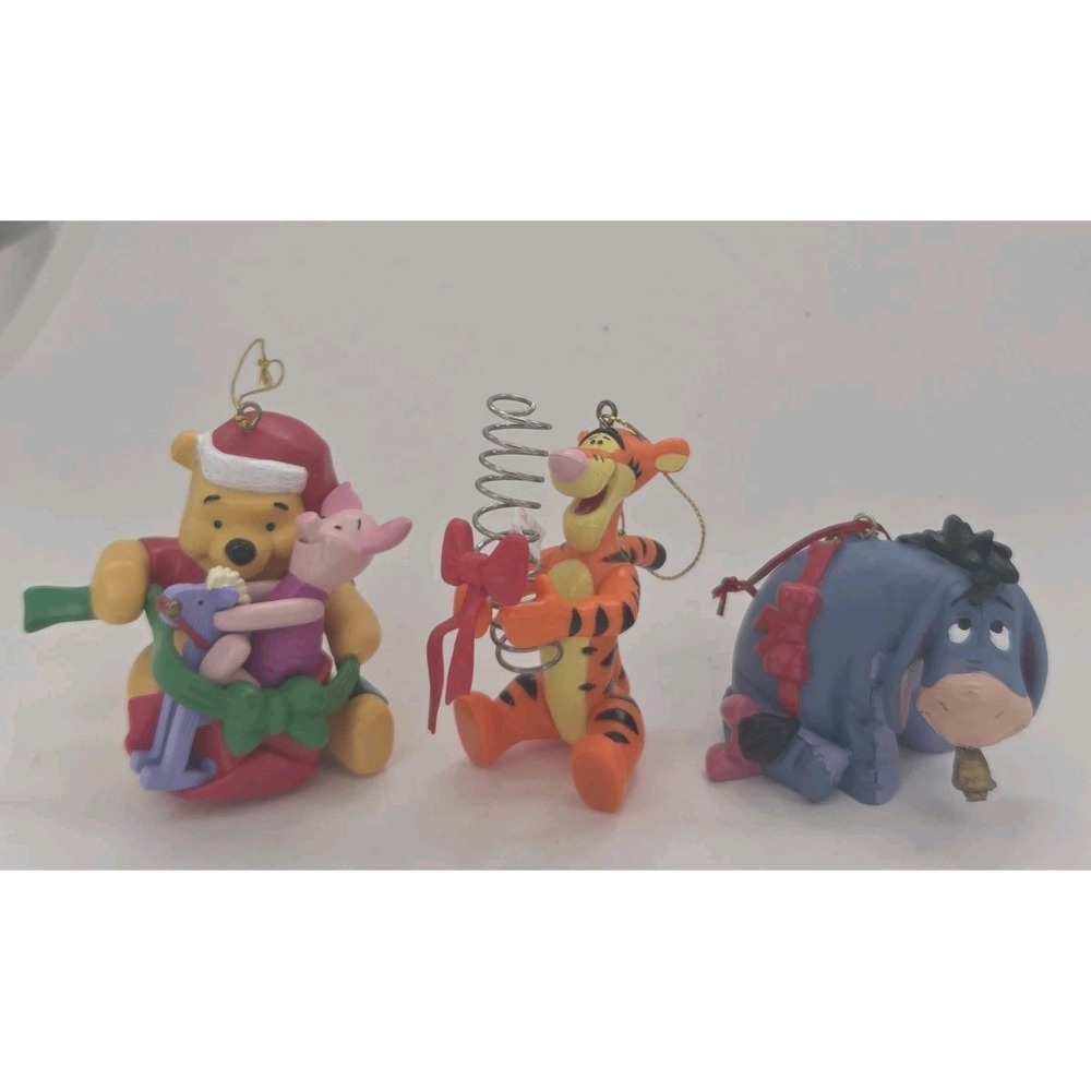 Lot 3 Disney Winnie the Pooh Piglet Eeyore Tigger Christmas Tree Ornaments Vtg